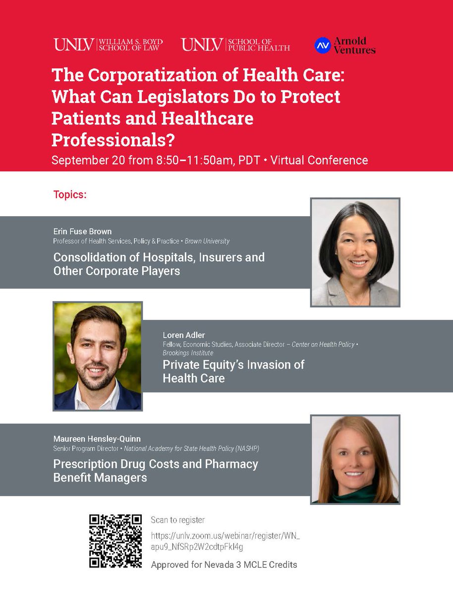 William S. Boyd School of Law at UNLV (@boydlawunlv) on Twitter photo The Boyd School of Law and <a href="/UNLVpubhealth/">UNLV School of Public Health</a> present "The Corporatization of Health Care: What Can Legislators Do To Protect Patients and Healthcare Professionals?" on Friday, September 20. Register now at unlv.zoom.us/webinar/regist…. The Boyd School of Law and <a href="/UNLVpubhealth/">UNLV School of Public Health</a> present "The Corporatization of Health Care: What Can Legislators Do To Protect Patients and Healthcare Professionals?" on Friday, September 20. Register now at unlv.zoom.us/webinar/regist….