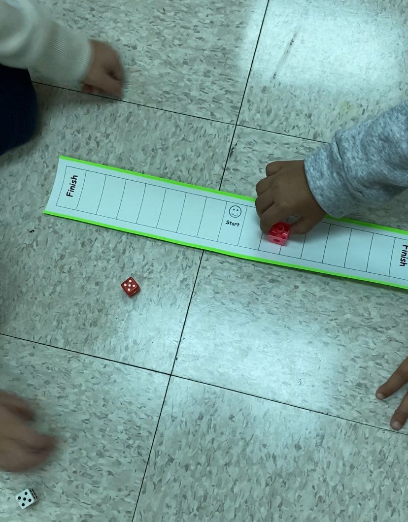 Starting week two using new math tools. We reviewed how to roll dice and counting skills with a partner game.