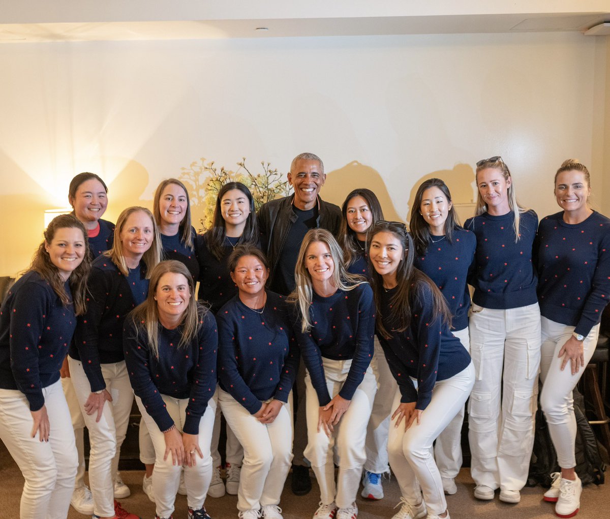 LPGA (@lpga) on Twitter photo President <a href="/BarackObama/">Barack Obama</a> surprised the <a href="/SolheimCupUSA/">Solheim Cup U.S. Team πΊπΈ</a> team at dinner to wish them good luck at <a href="/TheSolheimCup/">The Solheim Cup</a> this week! πΊπΈπ President <a href="/BarackObama/">Barack Obama</a> surprised the <a href="/SolheimCupUSA/">Solheim Cup U.S. Team πΊπΈ</a> team at dinner to wish them good luck at <a href="/TheSolheimCup/">The Solheim Cup</a> this week! πΊπΈπ