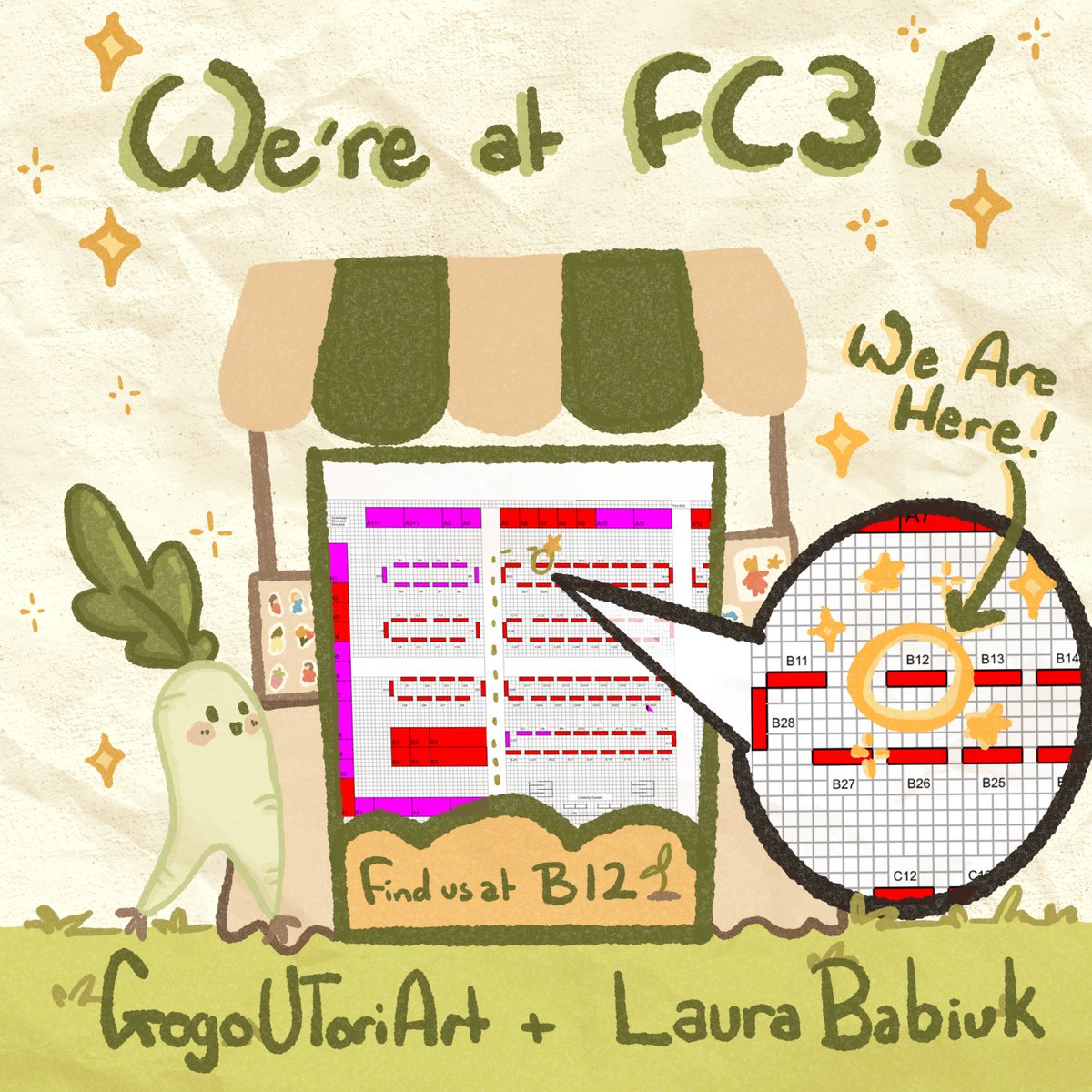 Hello local friends!! 
I will be at Flower City Comic Con (FC3) this weekend with my sister under our new studio collective; Tiny Sprout Cryptid Studios! ✨🌱
You can find us at table B12 towards the back wall of the venue~ 😉