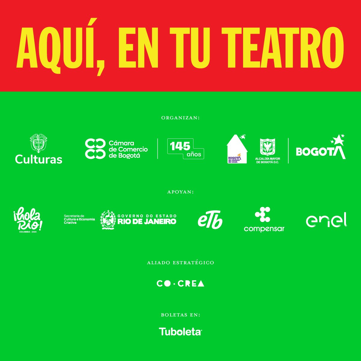 Fiavbogota's tweet photo. 🎟️ ¡No te pierdas esta oportunidad! Compra tus entradas en https://t.co/YrldhNLtZB y asegura tu lugar en esta experiencia única. ¡Te esperamos en el festival! 🎉
#FIAVBogotá #ArteMultidisciplinar #Vanguardia #CompraTuEntrada #FestivalDeArtes https://t.co/qdqB4rOv3S