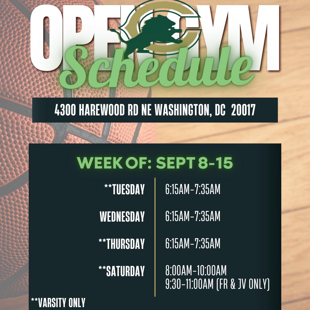 Archbishop Carroll (@achshoopsdc) on Twitter photo Week 3 Open Gym schedule. For more information please contact Coach Malcolm Battle. <a href="/MrBattleTested/">Malcolm Battle</a> mbattle@achsdc.org Week 3 Open Gym schedule. For more information please contact Coach Malcolm Battle. <a href="/MrBattleTested/">Malcolm Battle</a> mbattle@achsdc.org