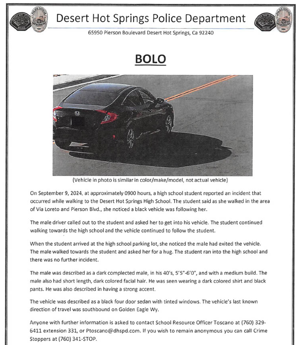 #DHSPD #DesertHotSpringsPolice