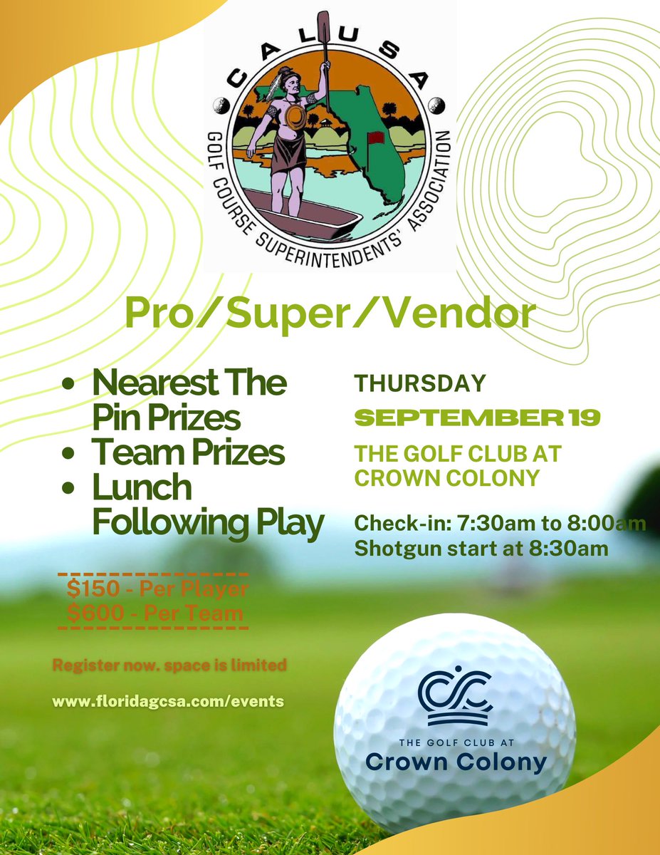 Sign up for this year’s Pro-Super-Vendor-Guest at Crown Colony. Friday September the 13th will be the last day to sign up.