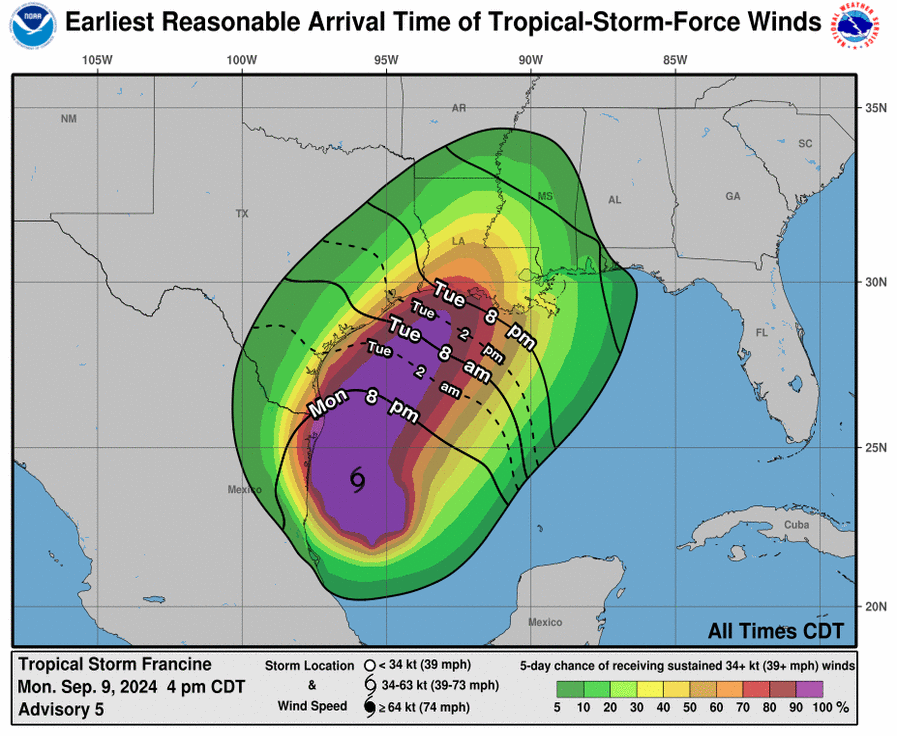 LimWeather's tweet photo. #TropicalStorm #Francine forecast to hit C #Louisiana as =>100mph C2 #Hurricane;interests there should begin preparing now!
#wxtwitter #Wxx #Tropicswx #HurricaneSeason2024 #HurricaneSeason #TXwx #LAwx #STXwx #HOuwx #GLSwx #TropicalStormFrancine #HurricaneFrancine #Lafayette https://t.co/4z6iICGOqR