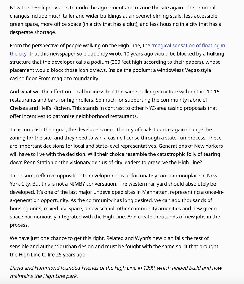 Hypocrite of the day award goes to <a href="/ThermeGroup/">Therme Group</a>’s Robert Hammond, who is opposing a Mega-Casino next to New York’s High Line! He argues that the “hulking” mega structure would wreck beloved green space. Maybe stop wrecking Toronto’s waterfront first, Robert? #topoli #onpoli