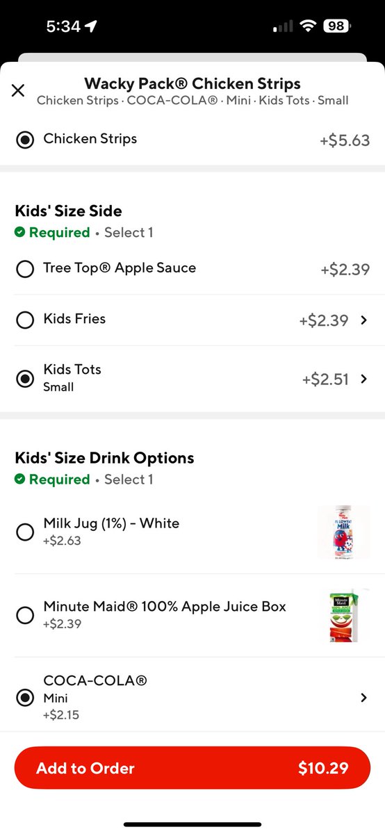 Xenorye's tweet photo. Hey @DoorDash @sonicdrivein, fix this. You don’t need to charge the normal menu price for fries and a drink when ordering a kids meal or combo. It’s already worked into the price. https://t.co/69AmiLdMTn