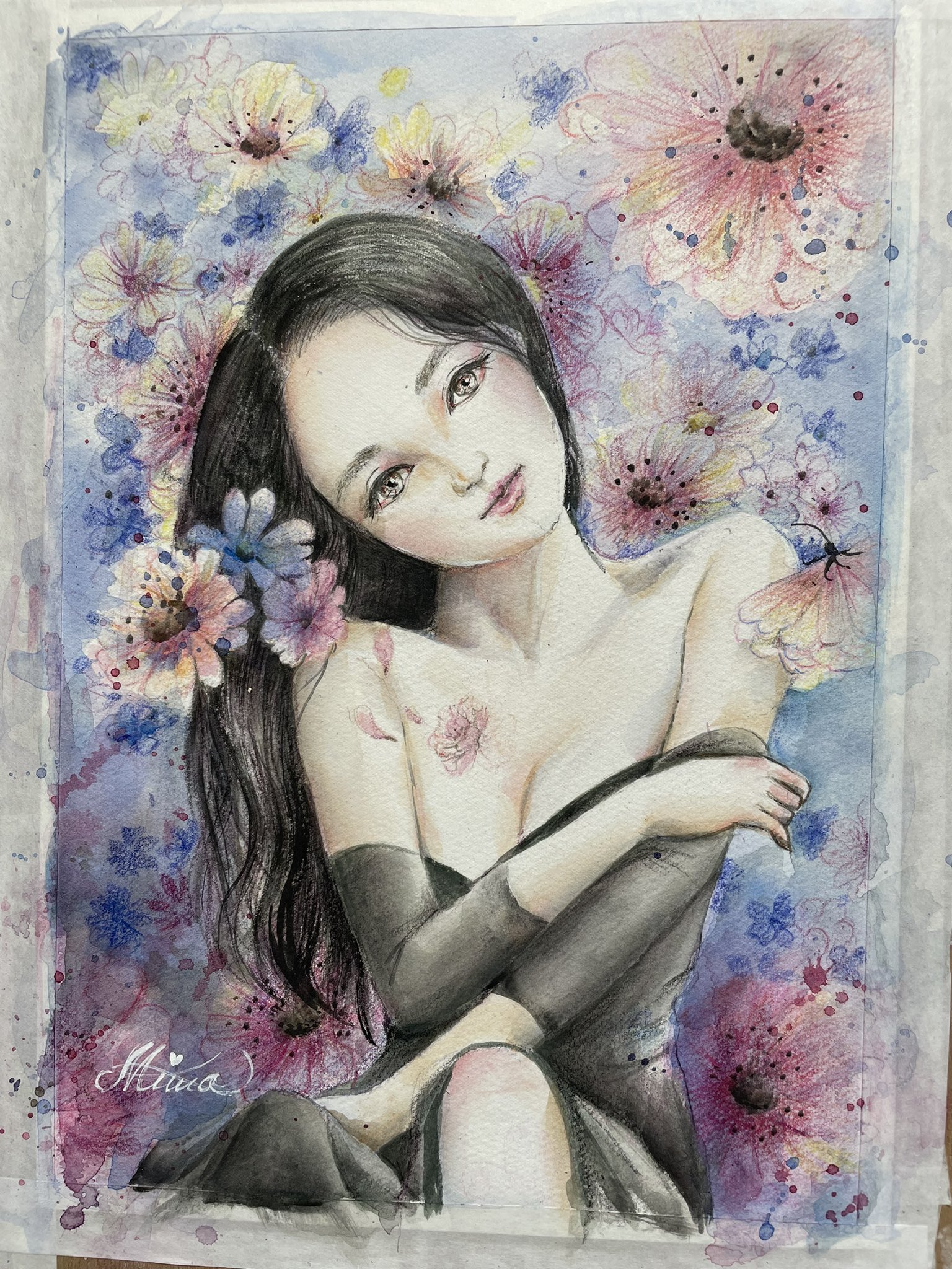 デザイナー 俣野温子さん 直筆サイン入イラスト 原画 マタノアツコ うさぎ デザイナー 俣野温子 直筆サイン入イラスト 原画 マタノアツコ