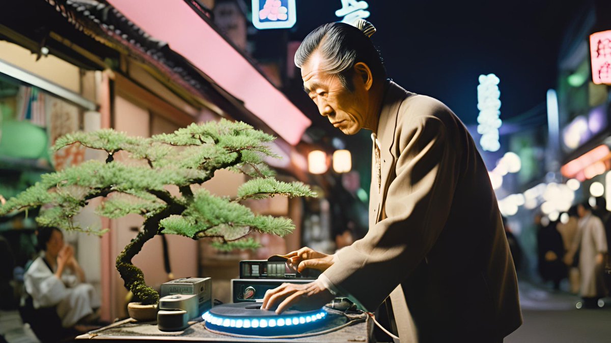 Snackhiro's tweet image. よｯｯ‼️プロンプト好き❣️

AI画像生成シリーズ❗️今回は先輩方に自慢の盆栽を持参していただき、DJをお願いいたしました。

#AI画像生成
#スナックひろ
#snackhiro
#盆栽
#プロンプト
#Prompt
#vinylenka
#acidenka
#enkatronica