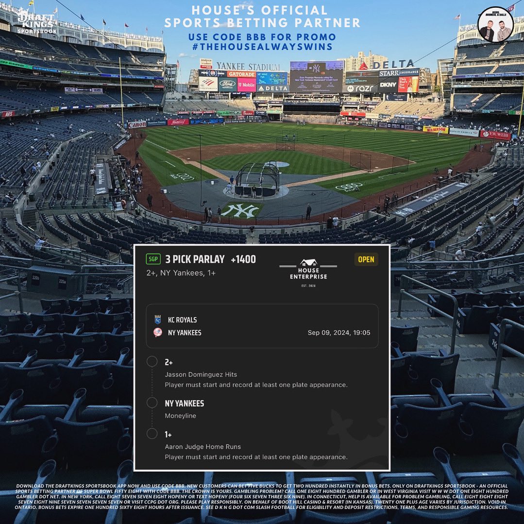 Boots on the ground. Martian back up. Yankees at the top of the AL East. Time to lock it in. Gamble responsibly

#Yankees #NYY #TheHouseAlwaysWins #BBBPodcast #DKPartner #BetTheHouse 

<a href="/TheHouse_Ent/">House Enterprise</a> <a href="/BetTheHouses/">Bet The House</a> <a href="/DKSportsbook/">DraftKings Sportsbook</a> <a href="/wtondo/">Will Tondo</a>