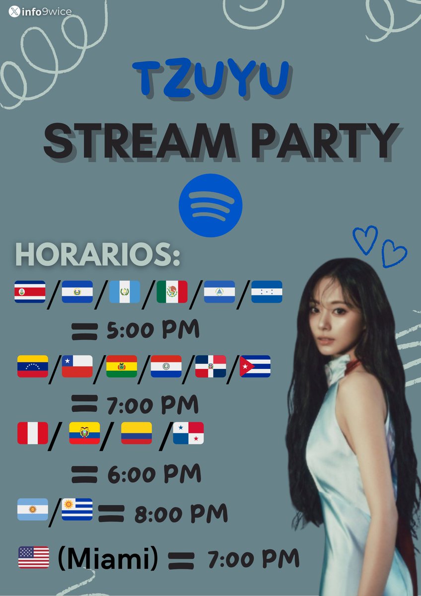 info9wice's tweet photo. Once estas interesado en hacer STREAM a #TZUYU??

Te mostramos una STREAM PARTY✨🎉 
- Tendrá una duración de 3 DIAS (Martes,Miercoles,Jueves) para completar la meta SEMANAL de SPOTIFY.
Vamos a hacer un chat para esta Stream Party por medio de WhatsApp. 
https://t.co/Qk8iqDOPYp https://t.co/89xq0868ew