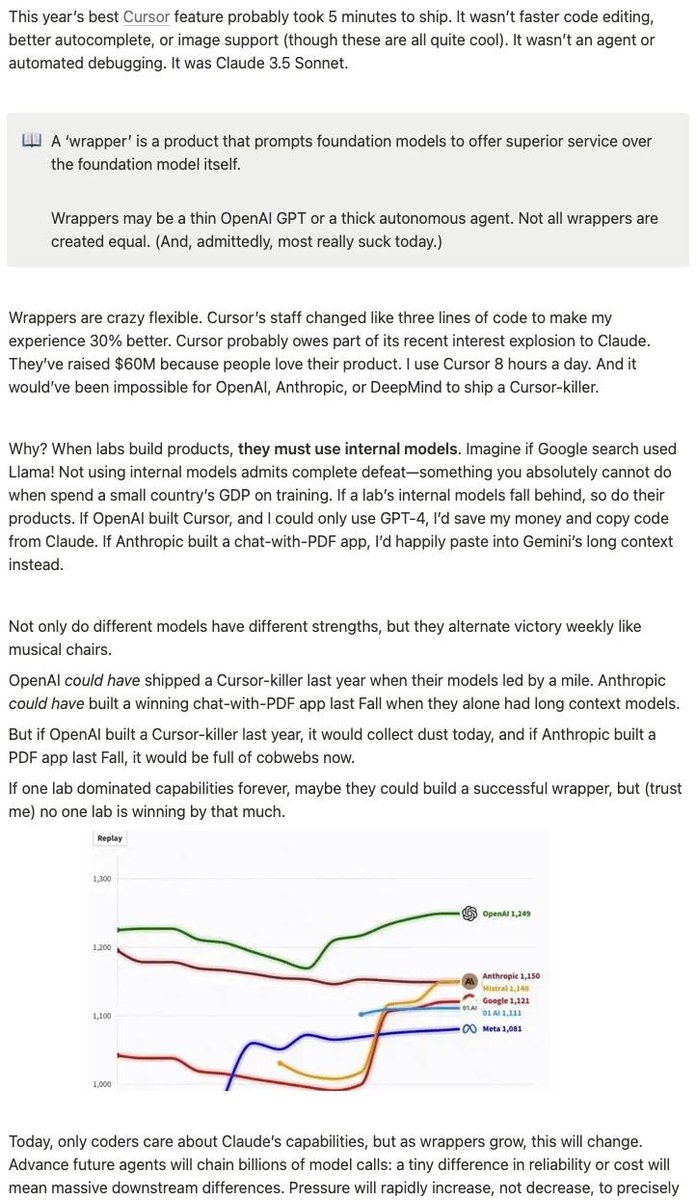 BhardwajRick's tweet photo. This is a brilliant insight. I’m Cursor-pilled and its a very surreal to think about which model to use each time. Do I burn one of my 500 Claude requests on centering this div or just use gpt4-o mini? The next Cursor will just figure it out for me and keeps my cost at $20/mo. https://t.co/n0b5XGa5vZ
