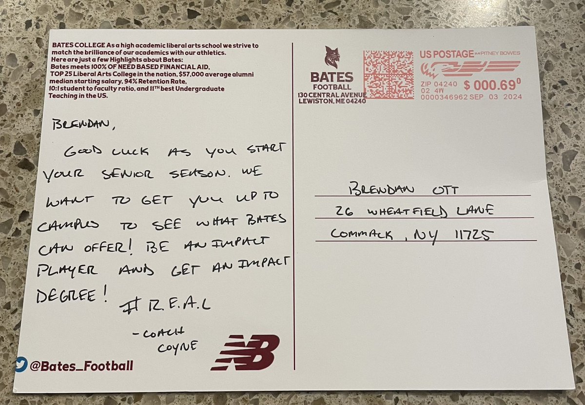 Brendan Ott (@ott_brendan7) on Twitter photo Thank you <a href="/Cats_CoachCoyne/">Coach Coyne</a> for the handwritten letter! Excited to get up to campus!
<a href="/Bates_Football/">Bates Football</a> <a href="/Coach_Suta/">Kyle Suta</a> Thank you <a href="/Cats_CoachCoyne/">Coach Coyne</a> for the handwritten letter! Excited to get up to campus!
<a href="/Bates_Football/">Bates Football</a> <a href="/Coach_Suta/">Kyle Suta</a>