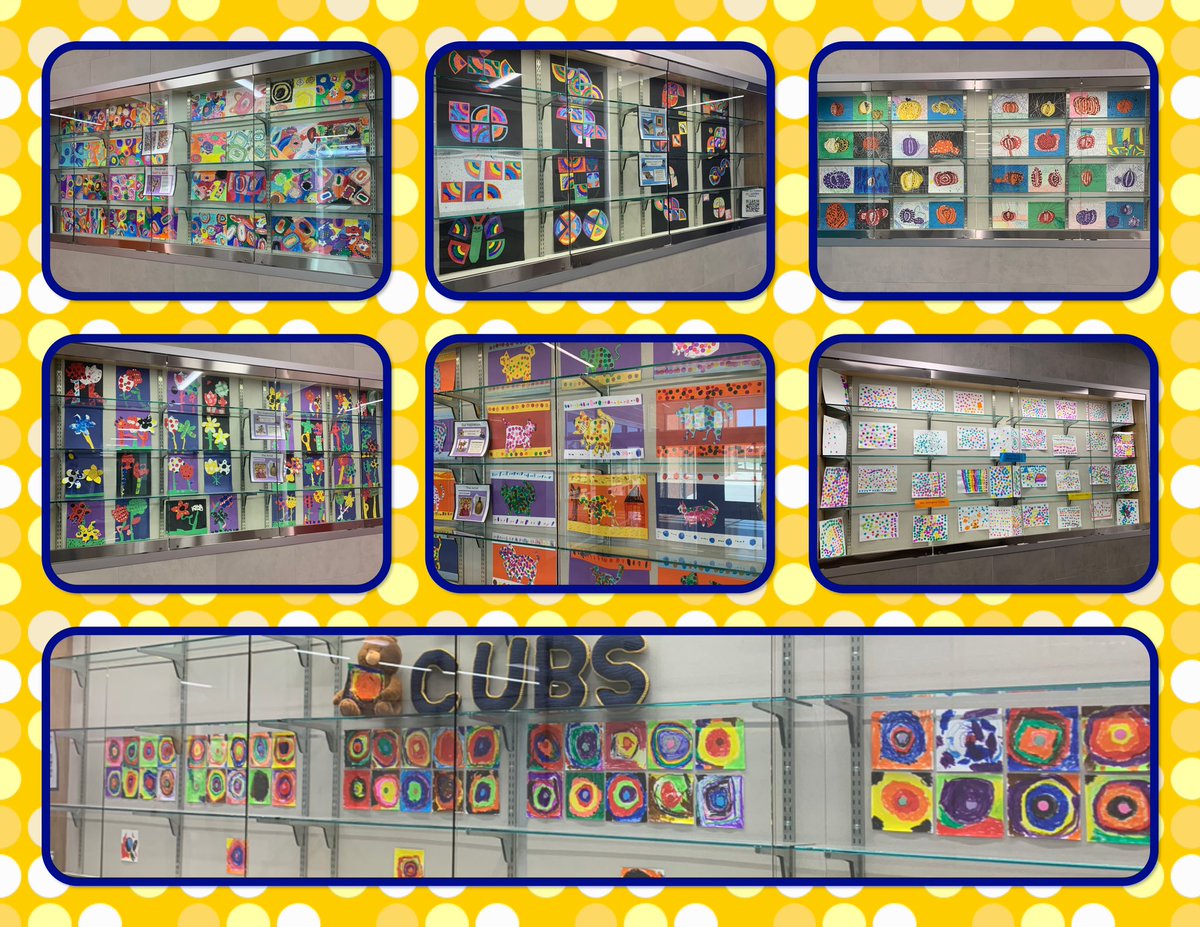 #DotDay artwork is up! Be sure to come by during open house to view our cubs fabulous work. We learned about artists Kusama, Kandinsky, Stella, and Abhad after reading <a href="/peterhreynolds/">Peter H. Reynolds</a> “The Dot”. Thank you for the yearly inspiration Mr. Reynolds! <a href="/DotClubConnect/">International Dot Day</a> <a href="/HaysFineArts/">Hays CISD Fine Arts</a>