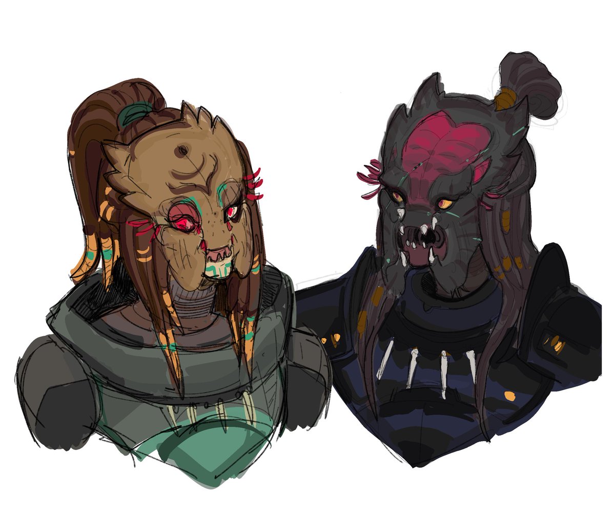 Divin_Thanatos's tweet photo. Yir  and Orion portraits :3  #predator #alienvspredator #yautja #superpredator #hunter #huntress #oc #characterdesign https://t.co/UlM4FARAFx