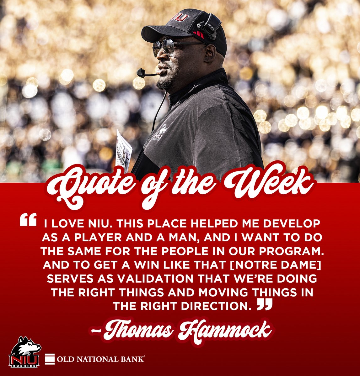 Wise words from <a href="/NIUCoachHammock/">Thomas Hammock</a> 💯

🎟️ niuhuskies.com/FB24SGTix

#GoHuskies | #TheHardWay