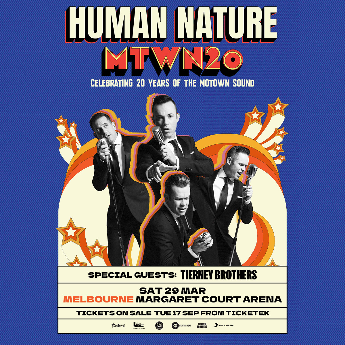Margaret Court Arena (@mcourtarena) on Twitter photo πΆ ππ¨π¦π§ ππ‘ πΆ
Global superstars <a href="/HumanNatureLive/">Human Nature</a> return to Melbourne in March celebrating 20 years of the Motown sound with their MTWN20 tour!
π Tickets on sale 3pm Tuesday 17 September: bit.ly/MCA-HUMANNAT25 πΆ ππ¨π¦π§ ππ‘ πΆ
Global superstars <a href="/HumanNatureLive/">Human Nature</a> return to Melbourne in March celebrating 20 years of the Motown sound with their MTWN20 tour!
π Tickets on sale 3pm Tuesday 17 September: bit.ly/MCA-HUMANNAT25