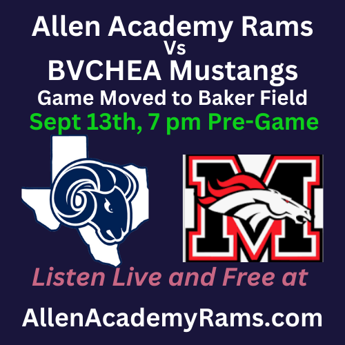 Allen vs BVCHEA Game moved to Baker Field at Allen Academy