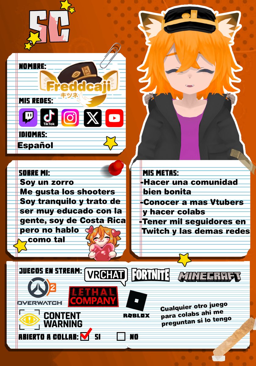 freddcaji's tweet photo. ¿Te gustaria hacer una colab?
¡Hice mi cartita de presentación por si les interesa!
Esta echa gracias a @SCliperos y @huetitovt 
quiero conocer mas #Vtubers  para colabs y amigar!🧡😊 https://t.co/Ae8hKCUsAq