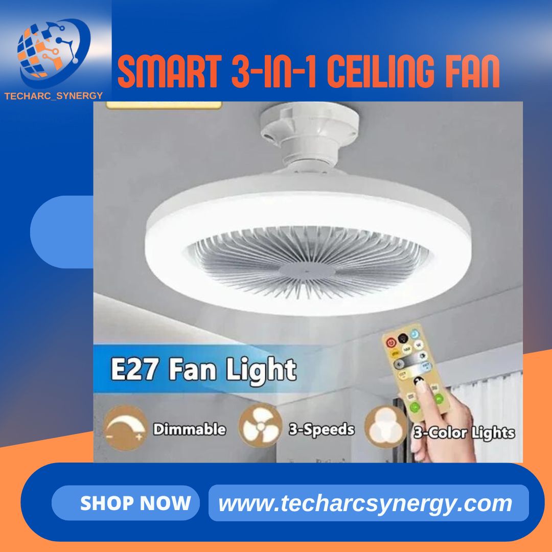 Techarcsynergy's tweet image. Beat the heat with our Smart 3-in-1 Ceiling Fan! Fan, LED light, and Bluetooth speaker in one. Control it all with our smart app! Upgrade your home decor and experience comfort and convenience like never before. Shop now from Techarcsynergy! #SmartCeilingFan #HomeDecor