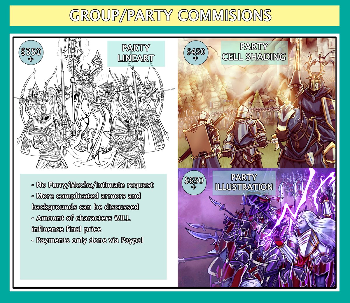 Hello everyone, updated my commission prices. Still taking about two a month. Feel free to dm for further information.