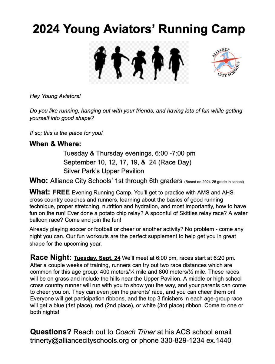 Running Camp Starts tomorrow! We already have 30+ kiddos signed up and it's not too late to join now! Hope to see you there!