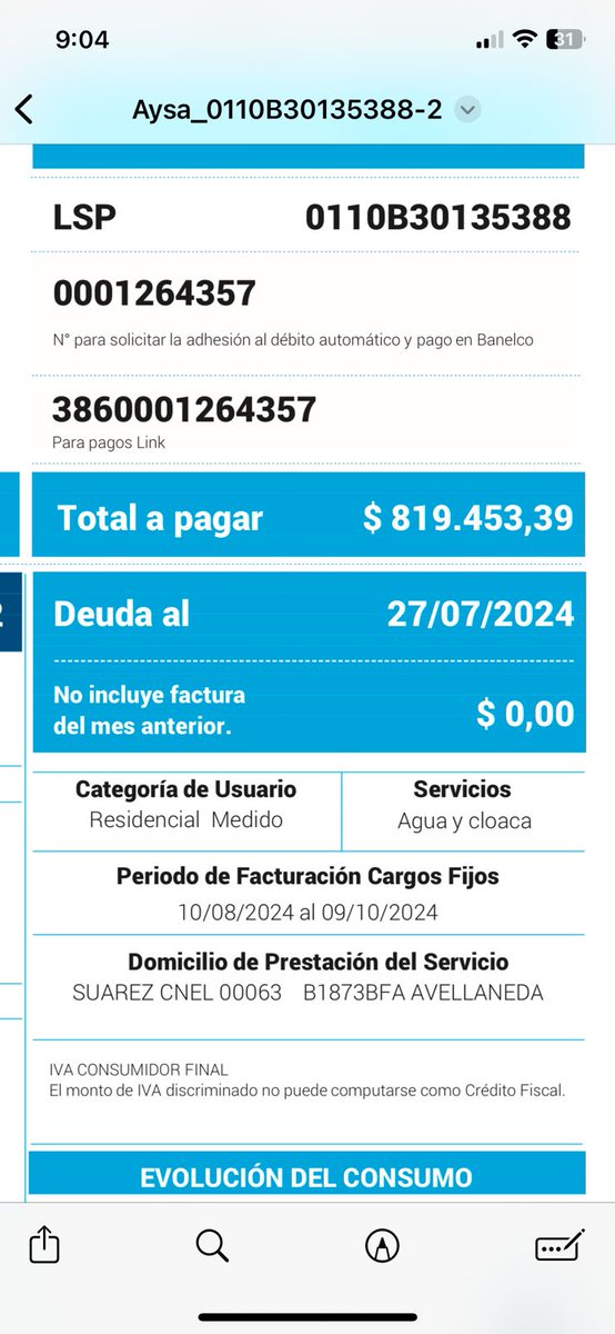 #EsLaRecesion 

Es la boleta que nos llegó 
Nc como lo voy a pagar 
Pago alquiler no llego a cubrir este gasto  y ganó 750 mil pesos
