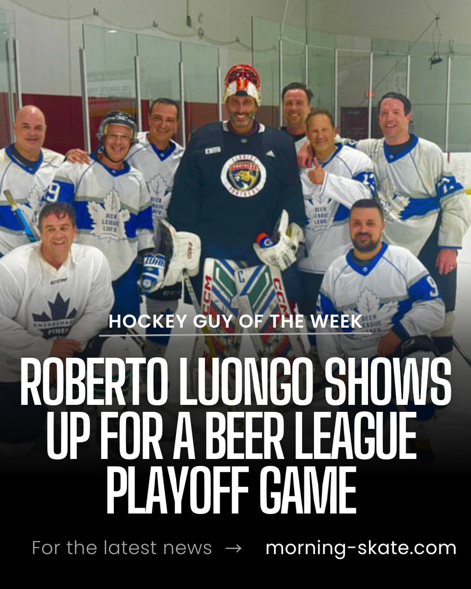 morning_skate's tweet photo. Hockey Guy of The Week - Roberto Luongo shows up to a beer league playoff game and helps take down the team that won the championship the last 5 seasons with a 4-2 W.

📸 🎥: @bryceshockeylife https://t.co/Rsu68rYU0k