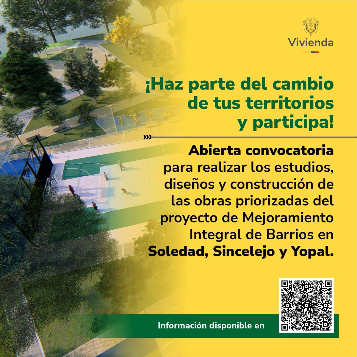 En <a href="/Minvivienda/">Minvivienda</a> abrimos la convocatoria de ofertas para realizar los estudios, diseños, y ejecución del proyecto de Mejoramiento Integral de Barrios en Soledad (Atlántico), Sincelejo (Sucre) y Yopal (Casanare). 

Toda la información en fiducentral.com/articulo/fidei…