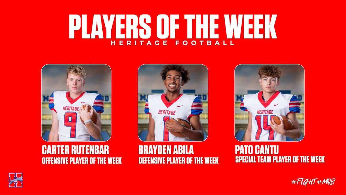 Week 2 POTW vs Argyle

Offense: <a href="/CarterRutenbar/">Carter Rutenbar</a> 
Defense: <a href="/therealbray__/">Brayden Abila</a> 
Special Teams: <a href="/patocantu_/">Pato</a> 

#FIGHT #MOB 

<a href="/MISD_Athletics/">Midlothian ISD Athletics</a>