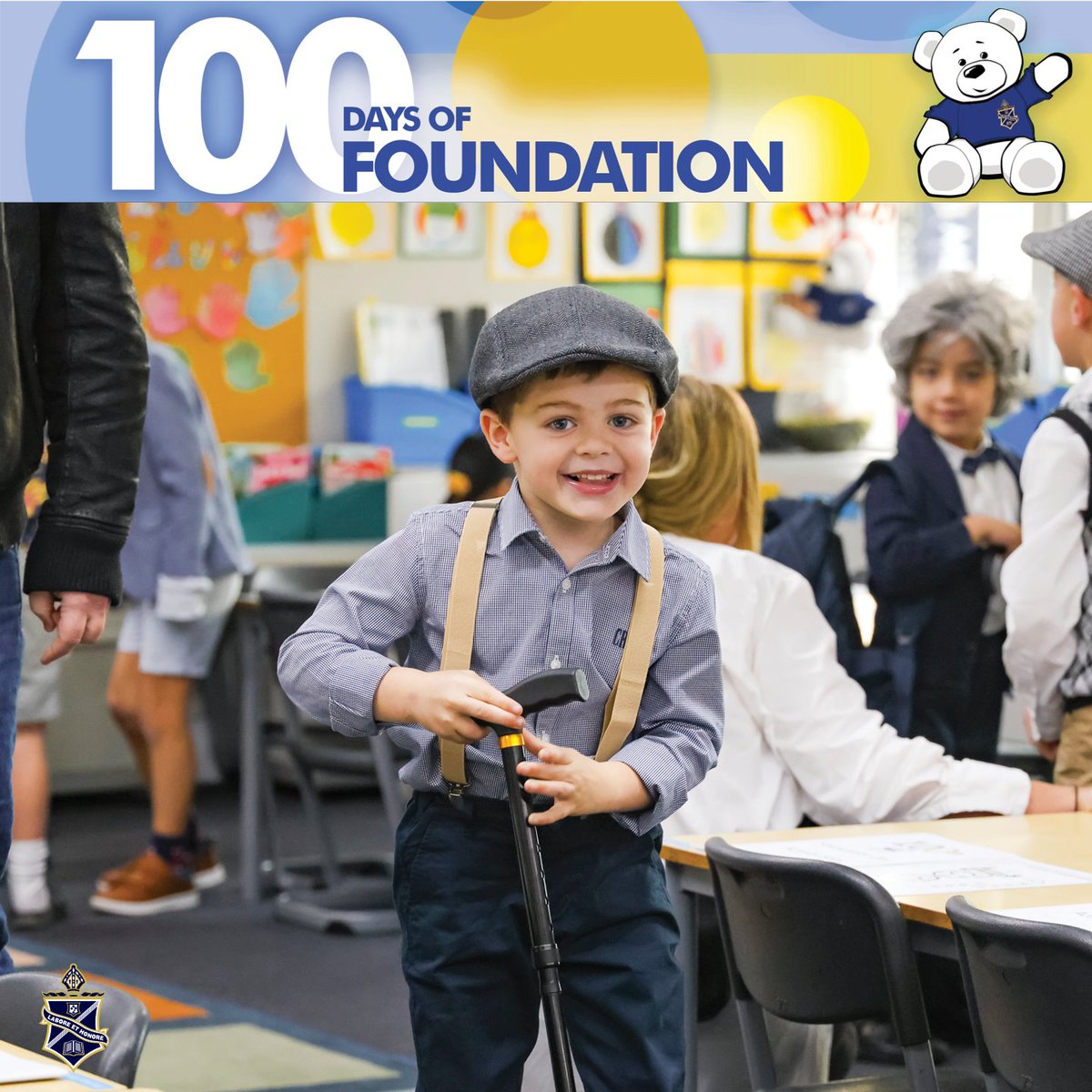 MentoneGrammar's tweet photo. Our Foundation students celebrated 100 days of school on Wednesday 14 August 2024. To mark the occasion, they dressed up as their 100-year-old selves and enjoyed a variety of fun learning activities with their families. https://t.co/d9HHj0fX4t