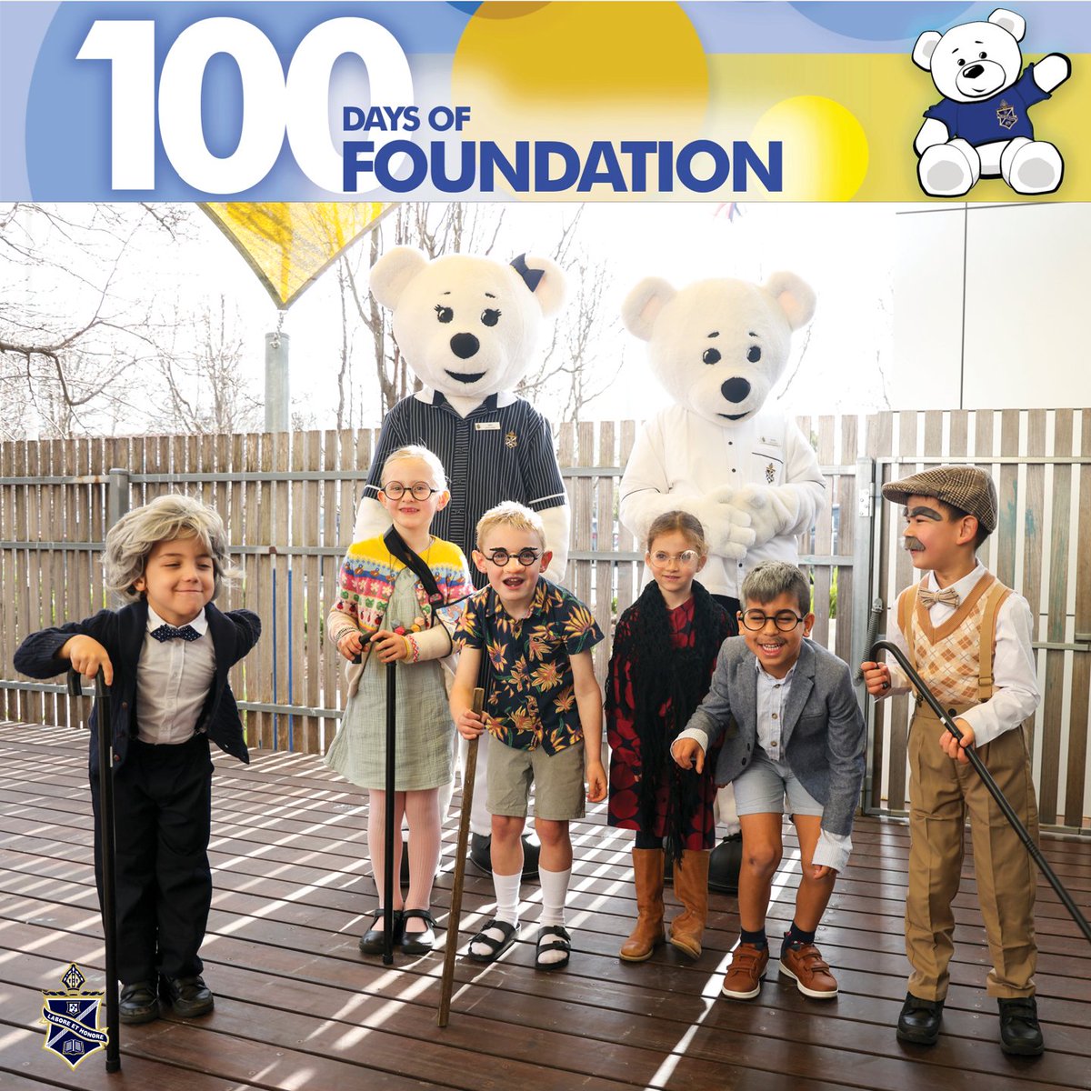MentoneGrammar's tweet photo. Our Foundation students celebrated 100 days of school on Wednesday 14 August 2024. To mark the occasion, they dressed up as their 100-year-old selves and enjoyed a variety of fun learning activities with their families. https://t.co/d9HHj0fX4t