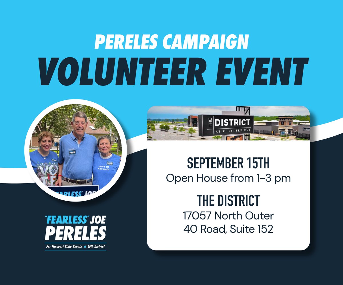 Mark your calendars, we’ll be hosting a volunteer event to celebrate our group of dedicated volunteers and train new members of the Pereles for Missouri team at the St. Louis County Democrats West County Office!