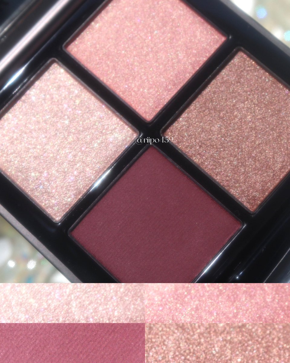 riipo459's tweet image. 🗒：THREE / スターゲージングアイシャドウクアッド / 07 MESMERIZING MIA

初めてのTHREEだったんやけど 、このパレット最高にいい ‥ 😭🩷💭

左上・右下がキラキラ 、右上シマーに左下が透け感あるマットになっててシックな印象になるプラムカラー 💜

粉質も良くて綺麗にブレンド出来るし…