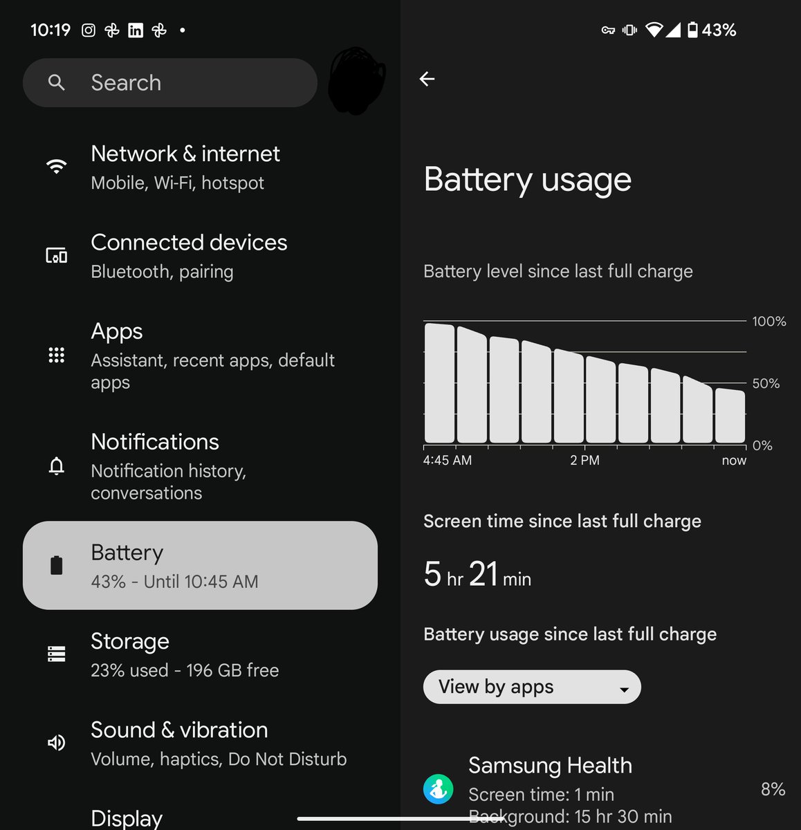 digger__77's tweet photo. @RjeyTech Not sure how I've accomplished this but yes I'd say this phone battery is a beast. Loving it so far as a whole. Fold 6 was nice and still is but something about Pixel always so different for the better. https://t.co/win0xUfxUw