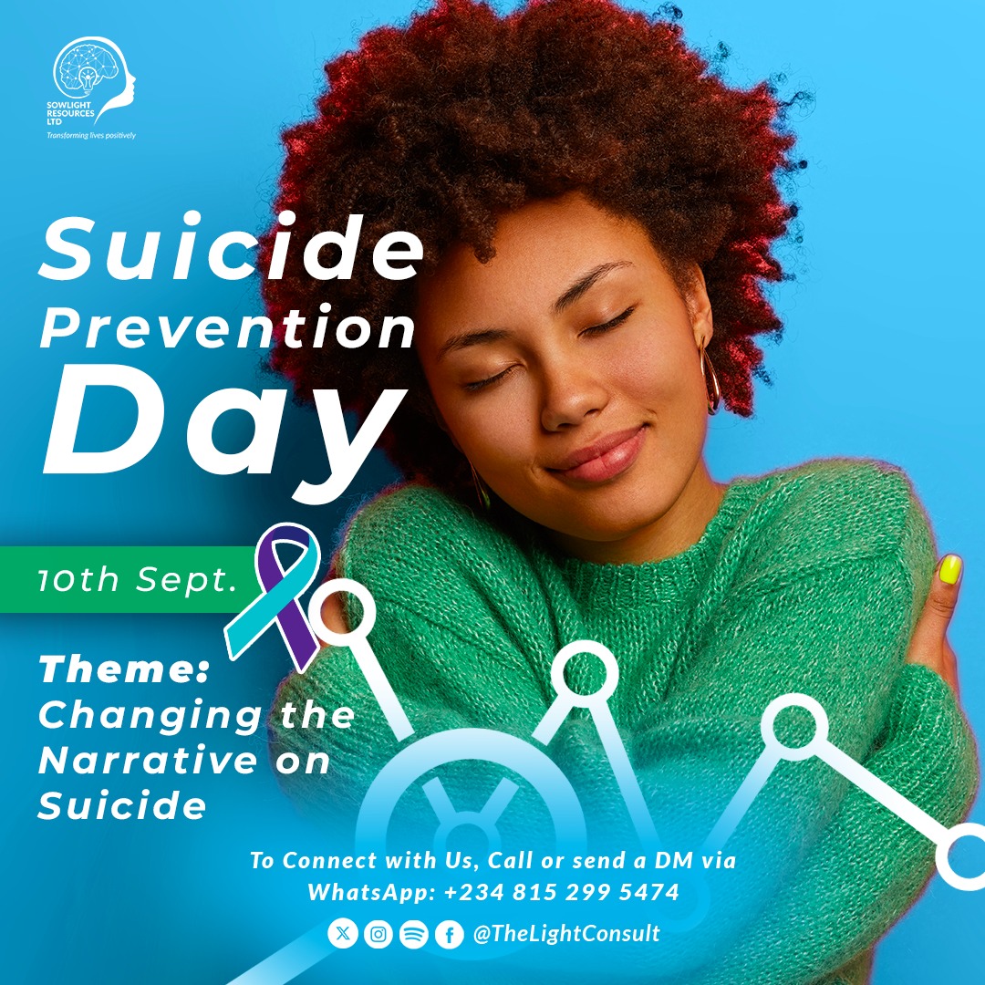 Let's change the narrative around suicide. From stigma to support, from silence to conversation. Start the conversation today and let's work together to prevent suicide. #changingthenarrative #SuicidePreventionday #mentalhealth #Love #sowlightresourcesltd #socialsupportservices