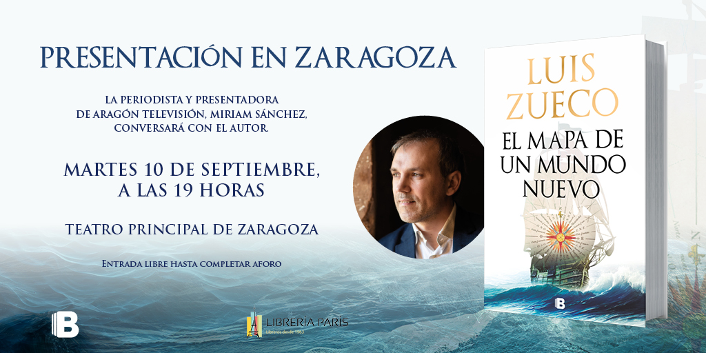 penguinlibros's tweet photo. «El mapa de un mundo nuevo» llega a Zaragoza. @luiszueco os espera esta tarde en el @TeatroZgz con la periodista @miriamsdoble.  🗺️⛵️⤵️ https://t.co/ON9eIpdfsJ
