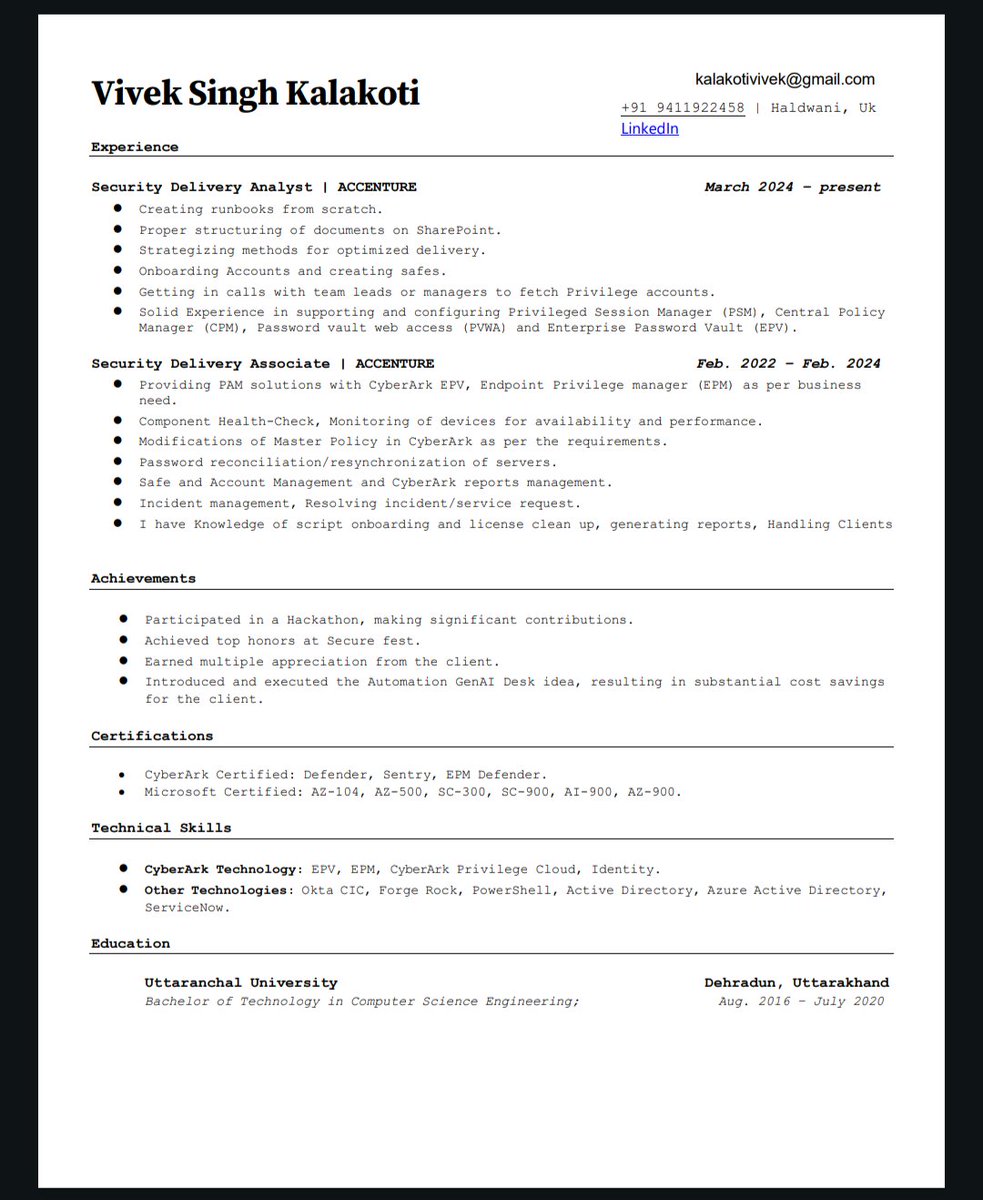 Vivek Singh Kalakoti (@vivek_kalakoti) on Twitter photo This Resume has an ATS score of more than 95🤯
I have personally used this single-column resume in my job hunting and got amazing results
I am sharing the exact similar editable Resumes
To get it:
1. Follow 
2. Like & RT
3. Reply "Resume"
Follow me so I will dm immediately 💯 This Resume has an ATS score of more than 95🤯
I have personally used this single-column resume in my job hunting and got amazing results
I am sharing the exact similar editable Resumes
To get it:
1. Follow 
2. Like & RT
3. Reply "Resume"
Follow me so I will dm immediately 💯
