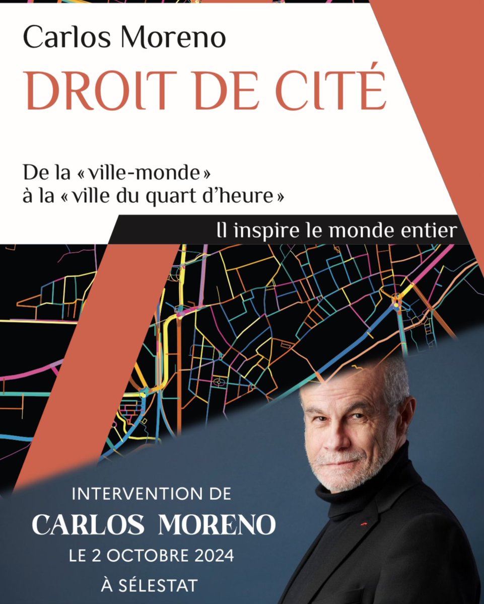 L’association des <a href="/VillesdeFrance/">Villes de France</a>, (10 000 à 100 000 habitants), a son congrès annuel à Sélestat le 2 octobre.
Le Pr <a href="/CarlosMorenoFr/">Pr Carlos Moreno | IAE-Paris Sorbonne</a> prendra la parole et fera la pré sortie de l’édition de poche, de son livre, ‘long seller’, traduit en 7 langues.
Cc Éd Alpha <a href="/Humensis/">Humensis</a> <a href="/GilAverous/">Gil Avérous</a>