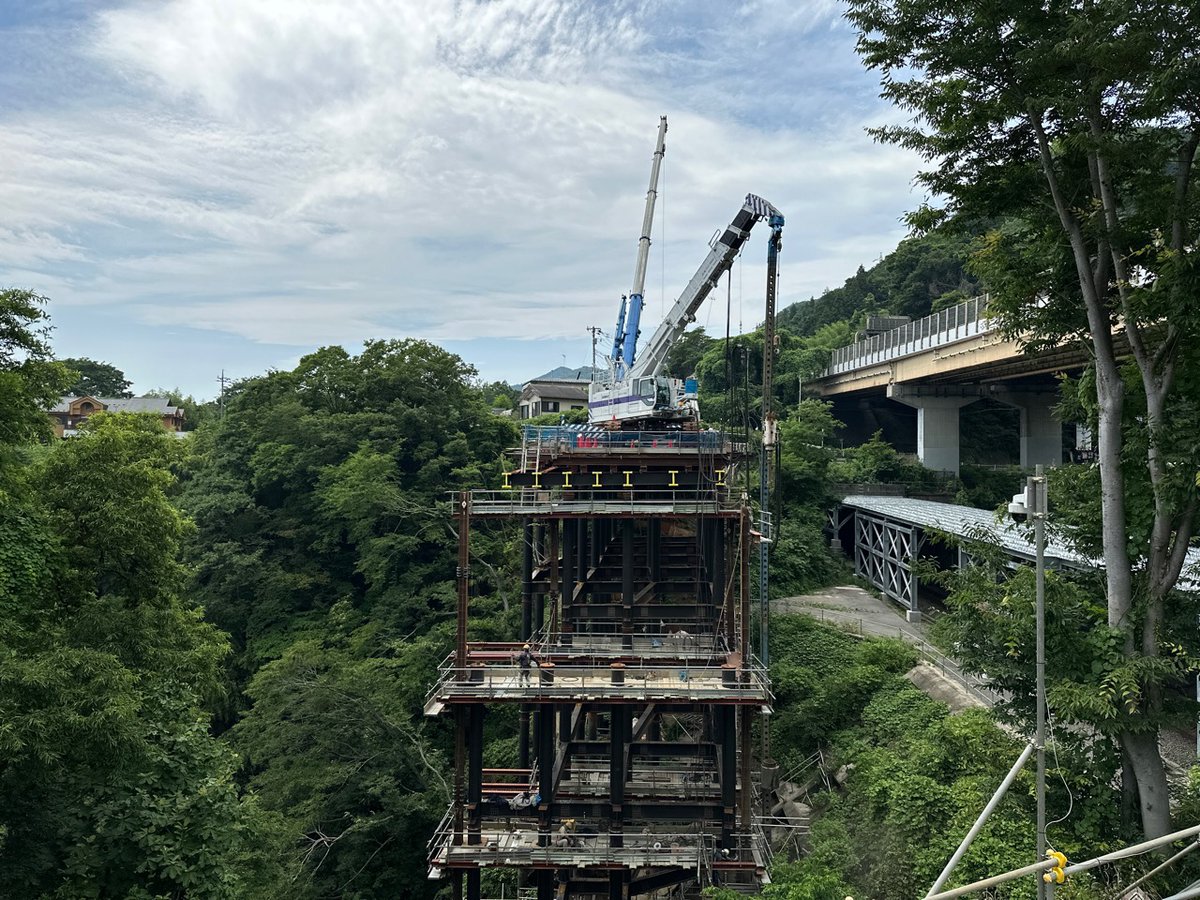 確認用　根っこ 相模湖渋滞対策】 与瀬第一橋付近では、交差する国道20号を工事用