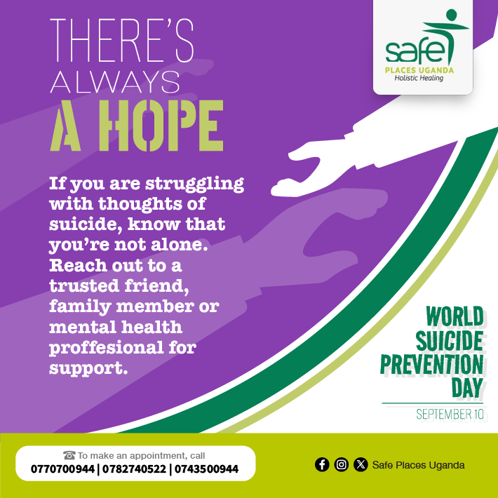 safeplacesug's tweet photo. Let's change the narrative this #SuicidePreventionday.
Start the conversation and offer support. Together, we can build a network of hope and understanding.  

#MentalHealthUG #SafePlacesUG #SuicidePrevention https://t.co/8J4mGd1Vvj