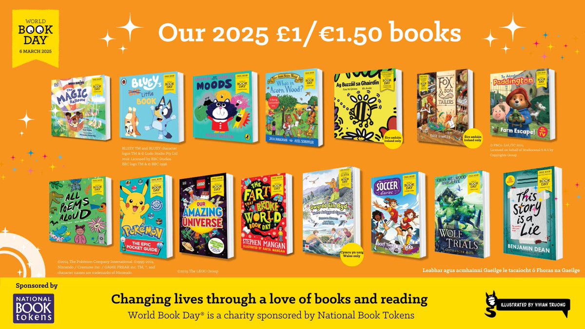 Get ready to #ReadYourWay this World Book Day with our amazing line-up of £1/€1.50 books, authors and illustrators for 2025!

Children will be able to choose their own book from 13 February 2025, FREE with a £1/€1.50 token. 📚✨