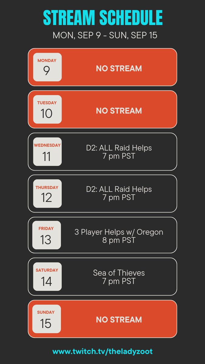 Schedule for the week. Hope to see everyone there ^_^