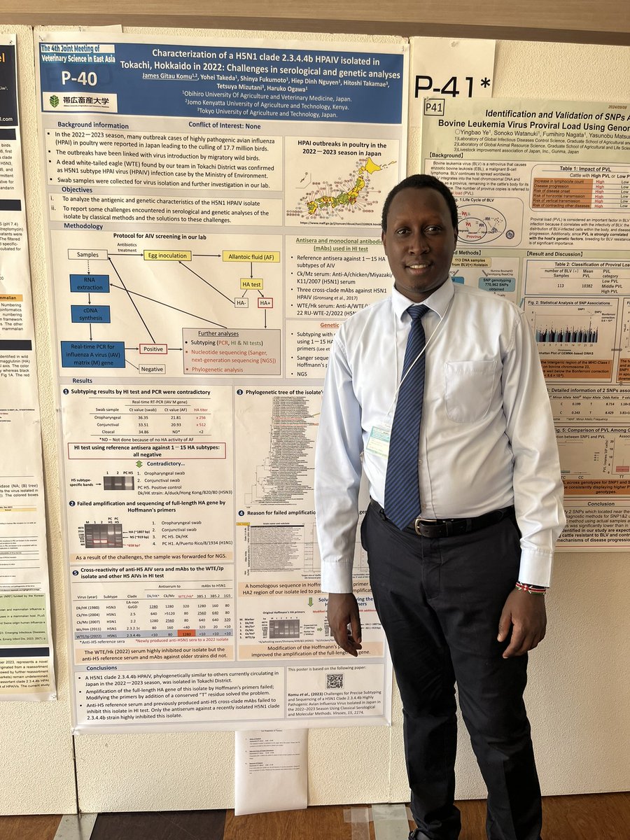 Jgitaukomu's tweet photo. Successful presented a poster at the 4th Joint meeting of Veterinary Science in East Asia (Japan, South Korea and Taiwan.

The meeting was themed “Prevention and Control of Transboundary animal diseases in East Asia.

8th - 9th September 2024 https://t.co/1atQxKMpN9