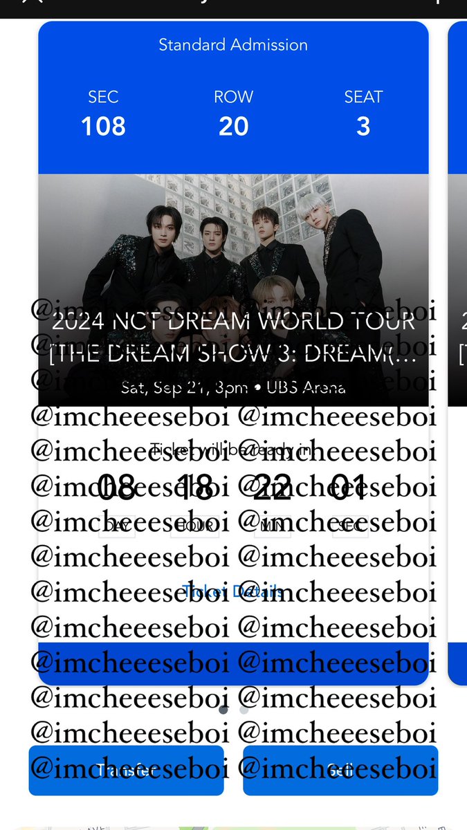 imcheeeseboi's tweet photo. WTS
NCT DREAM TDS3 / World tour / the dream show 3 tickets

📍 UBS Arena Belmont Park, New York 

Selling ticket for $140 each

Section 108, row 20, seat 3 and 4

Please message me if interested or negotiation!

Venmo,PayPal, and Zelle only

#NCTDREAM_THEDREAMSHOW3 https://t.co/emRdFckeXk