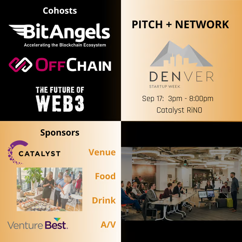 BitAngels's tweet photo. 🏆 Innovators, it’s time to shine! Join the BitAngels Pitch Competition on Sept 17 @DENStartupWeek. 🌟 Network with leading investors and thought leaders! 🎟 Tickets here: https://t.co/3PnsIRa3ox #CryptoCommunity #Web3Revolution #DENStartupWeek #CryptoPitchEvent #Startups https://t.co/JqVlN1iBSd
