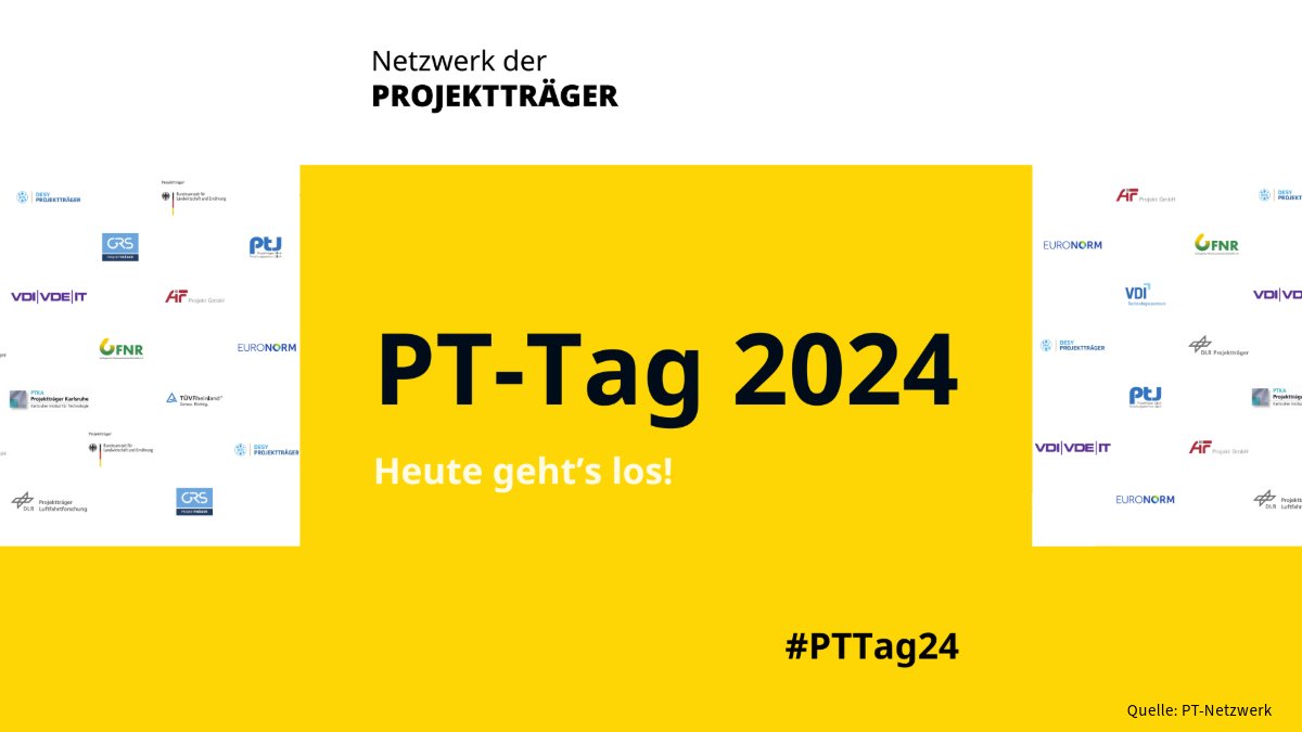Heute beginnt der Projektträger-Tag 2024 in #Berlin! 🚀

Wir freuen uns auch dieses Jahr wieder beim #PTTag24 dabei zu sein &amp; einen Workshop auszurichten.

Ein Einblick in das Programm:
ℹ️ vdi-tz.de/-lp/w8Htq34183…

#Forschung #Innovation #Projektträger #Förderprogramm