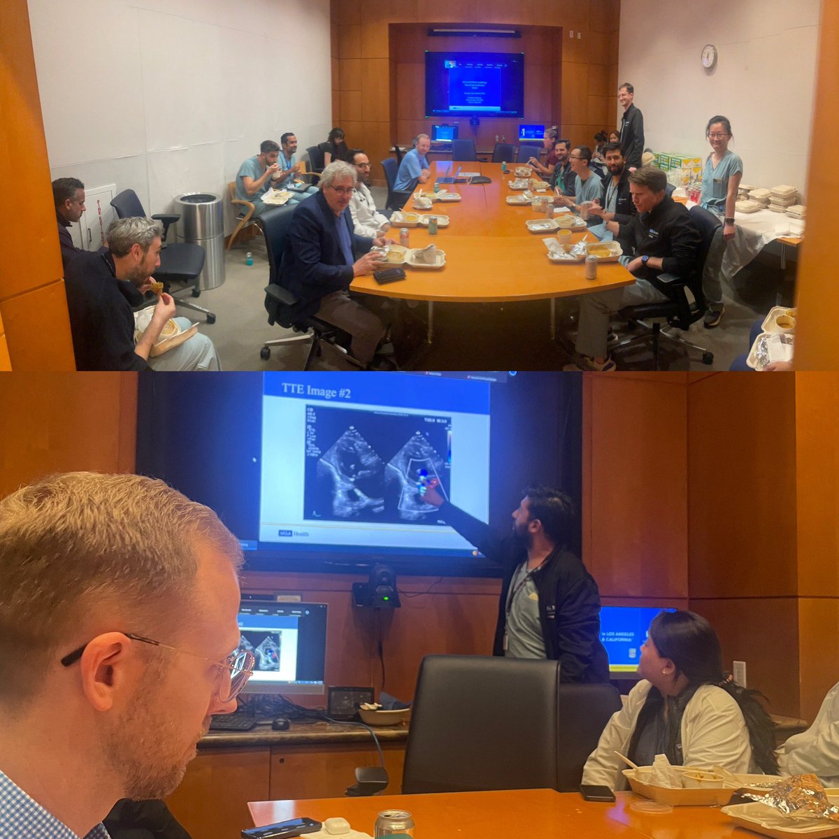 A 🔥 🔥 joint <a href="/UCLAPCCM/">UCLA PCCM</a> <a href="/uclaCVfellows/">UCLA Cardiology Fellowship</a> case conference led by pulm chief fellow <a href="/JayThetfordMD/">Jay Thetford</a>, presenting an unusual case of a mechanical complication of a type II NSTEMI requiring multidisciplinary  efforts of MICU, CCU &amp; CTS.

Great learning from ❤️ 🫁 faculty!
#bruinhearts
