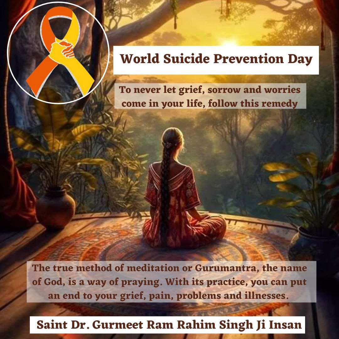BhilwareDurga's tweet photo. True meditation removes stress and creates a sense of peace, joy, and strength within oneself. Scientific tests have shown that it strengthens one’s immune system and keeps one healthy. 
#WorldSuicidePreventionDay
#WorldSuicidePreventionDay2024
#SuicidePrevention https://t.co/dmXrpivjYc