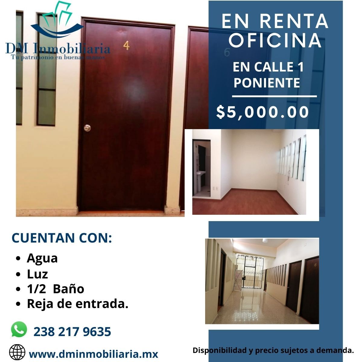 DMInmobiliariaa's tweet photo. 💧 Agua, 💡 Luz, 🚻 1/2 baño, 🔒 Reja de seguridad.

📞 238 217 9635
🌐 https://t.co/APobEDMvrp

🏢 #OficinaEnRenta #EspacioParaNegocios #DMInmobiliaria #Tehuacán https://t.co/li1SpCm58l